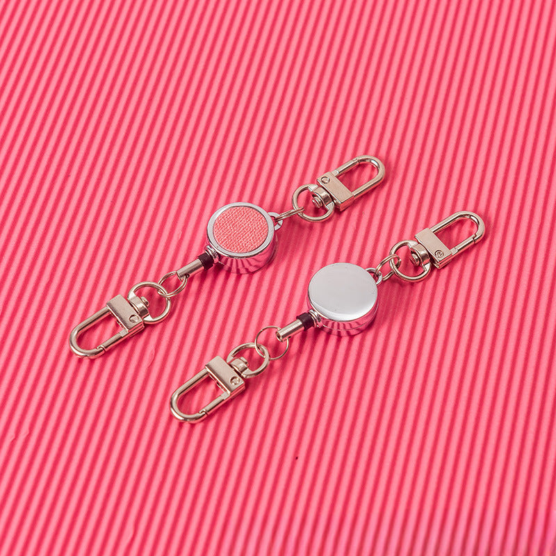 Wholesale Badge Reels Metal Cloth Pattern Retractable Keychain